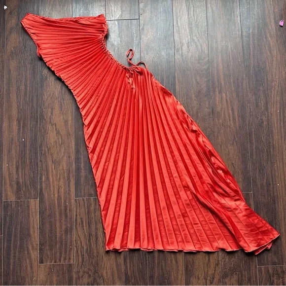 Kaei&Shi Satin Prom One Shoulder Cutout Asymmetrical Pleated Dress - Picture 3 of 8